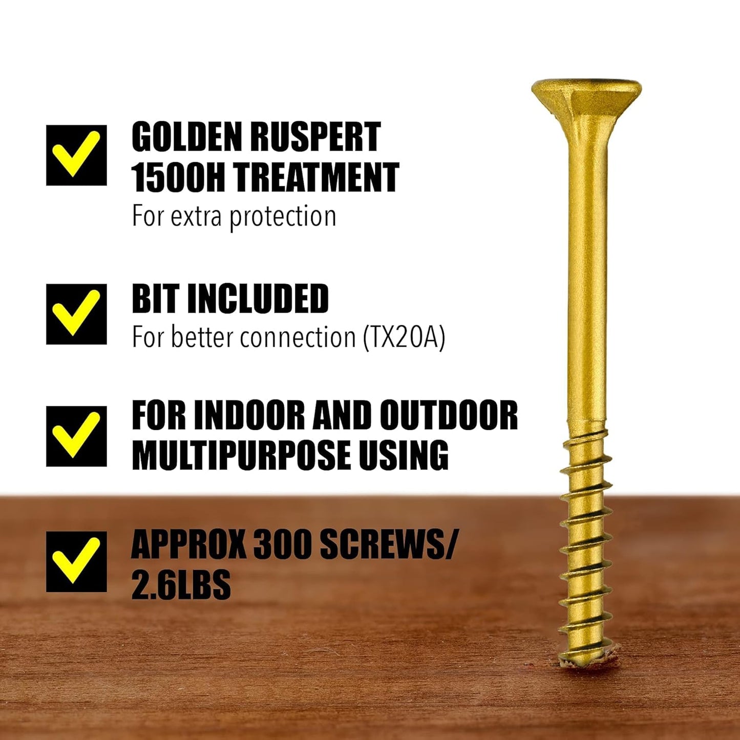 #9x2 1-2 Inch Wood Screws, 300 Count